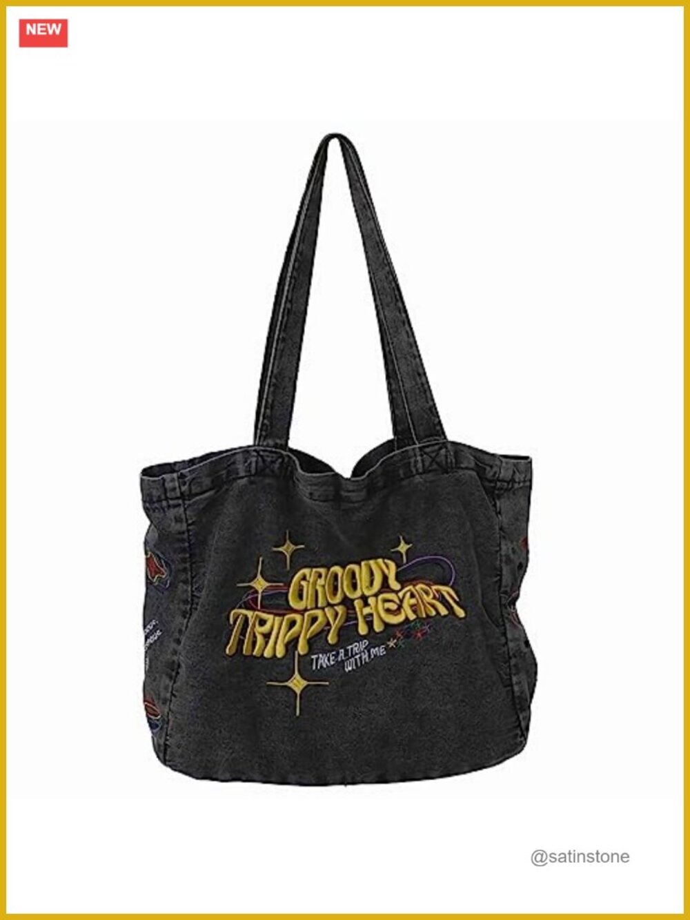 Denim Hobo Tote Bag Embroidered Large Shoulder Crossbody Travel Work